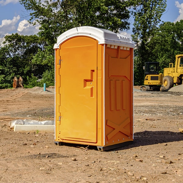 how often are the porta potties cleaned and serviced during a rental period in Evans